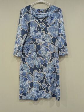 J. McLaughlin Blue White Big Floral Dress Size Medium